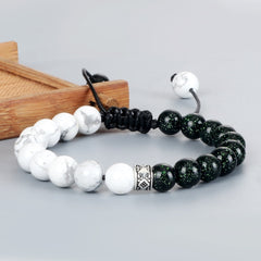 Trendy White Men Beads Bracelet Handmade Natural Tiger Eye Lava Stone