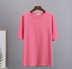 Basic Cotton T Shirt Women New Loose Solid Tees