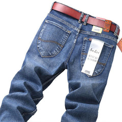 Comfort Straight Denim Pants Men Jeans Business Casual Elastic