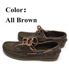 Men Genuine Leather Driving Shoes Docksides Classic Boat Shoe