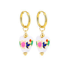 Bohemian Handmade Natural Stone Beads Hoop Earrings