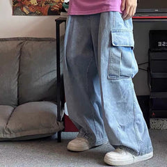 Baggy Jeans Trousers Male Denim Pants Black Wide Leg Pants