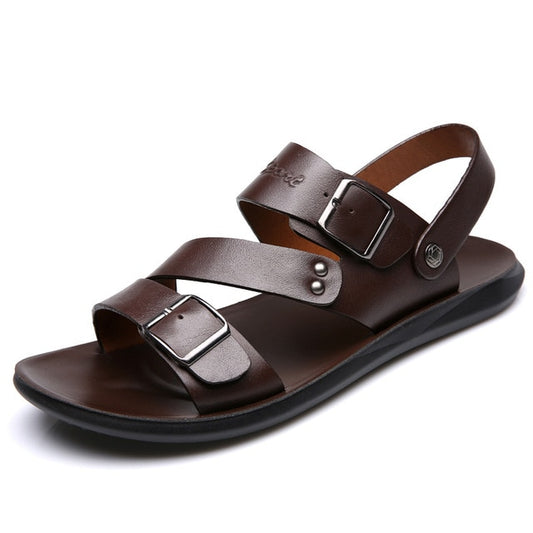 Sandals Solid Color Leather Men Summer Shoes Casual Comfortable