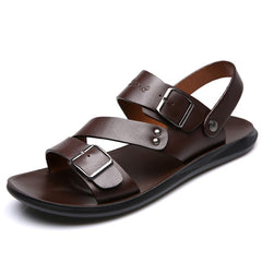 Sandals Solid Color Leather Men Summer Shoes Casual Comfortable