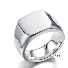 Classic Smooth Cube Men Ring Fashion Punk Simple Width 8mm Finger Rings