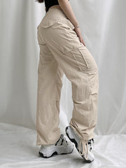 Baggy Cargo Pants Low Rise Drawstring Fashion Pocket Casual Pants