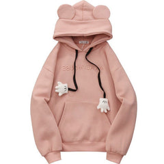 Female Sweatshirt Kawaii Hoodies Cartoon Bear Ears Hoodie Pullover