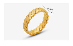 Plated Stainless Steel Ring Vintage Gold Curved Ring Simple Ring