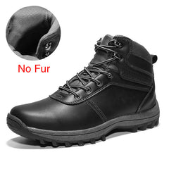 Warm Men Boots Genuine Leather Fur Plus Men Snow Boots