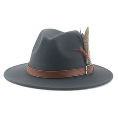 Hat Fedoras Winter Women Hats Men Felt Hat Feather Luxury Fashion Casual