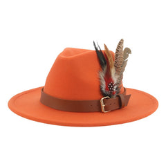 Hat Fedoras Winter Women Hats Men Felt Hat Feather Luxury Fashion Casual