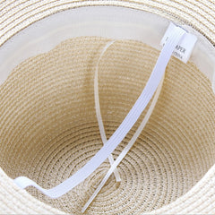 Simple Foldable Wide Brim Floppy Girls Straw Hat Sun Hat Beach