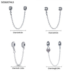 Color Flower Safety Chain Charms Beads Fits Original Bracelet