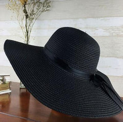 Simple Foldable Wide Brim Floppy Girls Straw Hat Sun Hat Beach