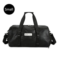Gym Bag Leather Women Fitness Shoe Compartment Men Duffle Shoulder Bags