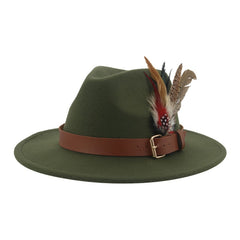 Hat Fedoras Winter Women Hats Men Felt Hat Feather Luxury Fashion Casual