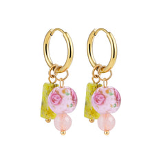 Bohemian Handmade Natural Stone Beads Hoop Earrings