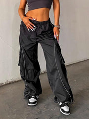 Sweatpants Elastic Low Waist Straight Sports Jogging Capris Fashion Streetwear