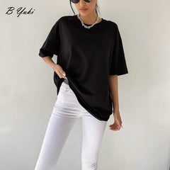 Soft Basic T Shirt Women Oversized Casual Solid Tee