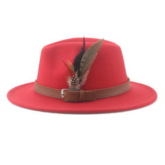 Hat Fedoras Winter Women Hats Men Felt Hat Feather Luxury Fashion Casual