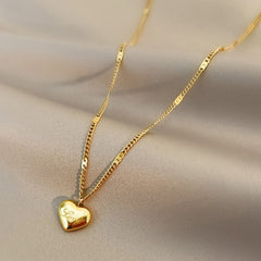 Trendy Fine Heart Shaped Opal Chain Pendant Necklace