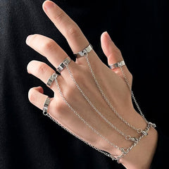 Men Punk Silver Color Plated Cross Chain Ring Adjustable Jewelry