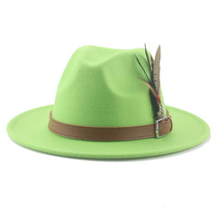 Hat Fedoras Winter Women Hats Men Felt Hat Feather Luxury Fashion Casual
