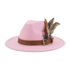 Hat Fedoras Winter Women Hats Men Felt Hat Feather Luxury Fashion Casual