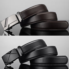 Men Leather Belt Metal Automatic Buckle Bran