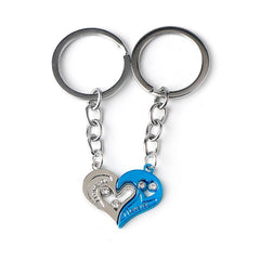 Couple Keychain I Love You Heart Key Rings Crystal Heart Key