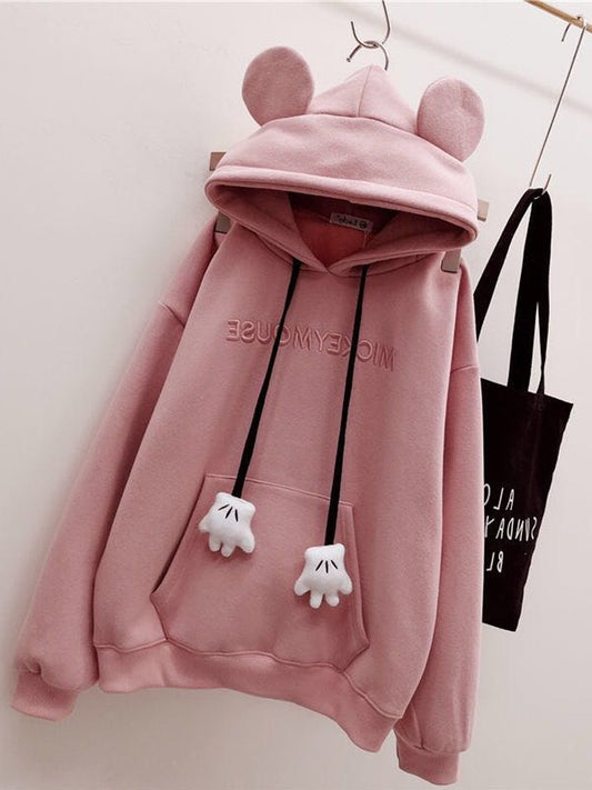 Female Sweatshirt Kawaii Hoodies Cartoon Bear Ears Hoodie Pullover