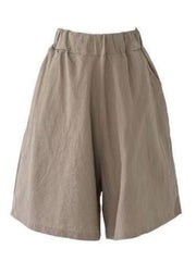 Summer Shorts for Women Cotton Linen Elastic Waist Knee-length Shorts