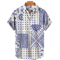 Clothing 3D Hawaiian Shirt Men Fashion Cashew Flower Geometric Printed Shirts