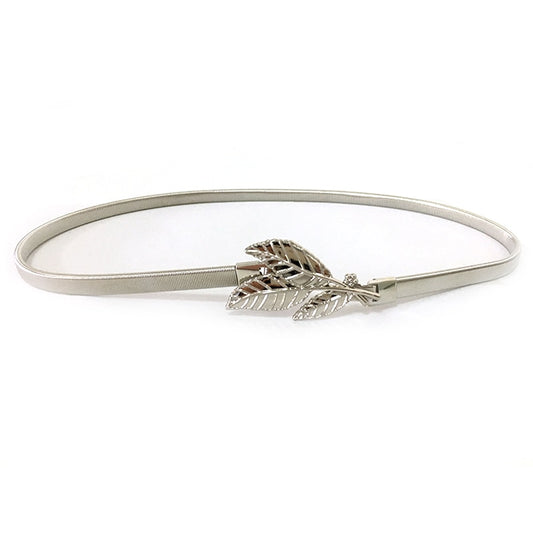 Flower Leaves Metal Buckle Belt for Women Ladies Elastic Waist Chain Belts