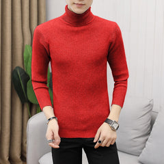 Pullover Turtleneck Thickened Sweater Casual Vertical Striped Sweater