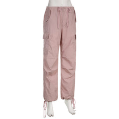 Baggy Cargo Pants Low Rise Drawstring Fashion Pocket Casual Pants