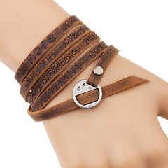 Vintage Bohemian Style Jewelry Multilayer Wrap Genuine Leather Bracelet