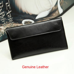 Slim Genuine Leather Women Wallet Female Long Clutch Coin Purses