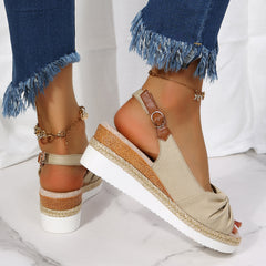 Womens Wedge Sandals Peep Toe Platform Non-slip Gladiator