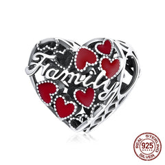 Sterling Silver Heart Vintage Charms Beads Fit Original DIY Bracelets