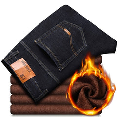 Jeans Brand Warm Flocking Warm Soft Men Activities Warm Fleece