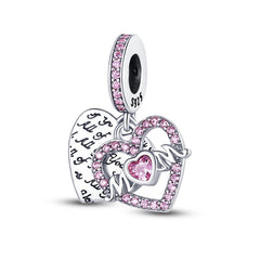 Silver Color Heart Shaped Charms Beads