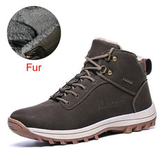 Warm Men Boots Genuine Leather Fur Plus Men Snow Boots