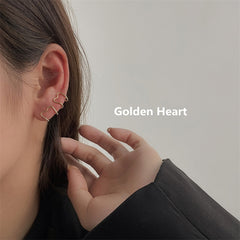 Geometric Heart Cuff Stackable Simple C-shape Ear Clip Earrings