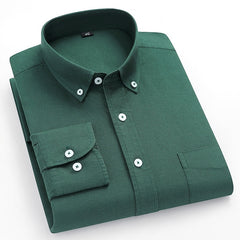 100% Cotton Man Shirt Long Sleeve Button Down Slim Blouse