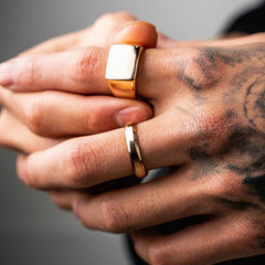 Classic Smooth Cube Men Ring Fashion Punk Simple Width 8mm Finger Rings