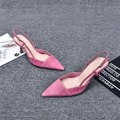 Shoes Fashion Slingback Suede Pumps Thin High Heels Pointed Toe Slip On