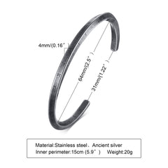 Vintage Stainless Steel Bangle Twisted Cuff Bracelet Unisex Casual