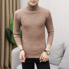 Pullover Turtleneck Thickened Sweater Casual Vertical Striped Sweater