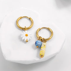 Bohemian Handmade Natural Stone Beads Hoop Earrings